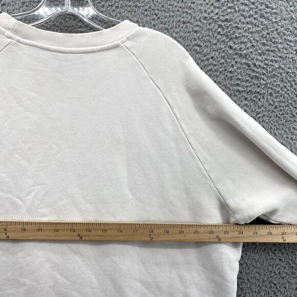 Adidas Essentials Sweater Men's XL White Green Big Spell Out Logo Crewneck Sport - Picture 8 of 10